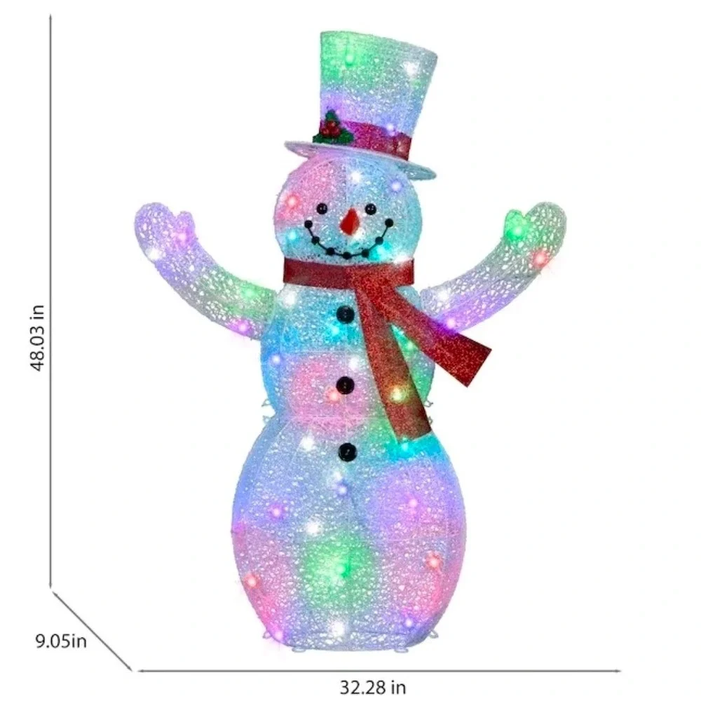 Orchestra of Lights Crystal Swirl Snowman 48 Inch LED Color Change Holiday Decor